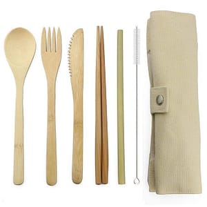 Bamboo cutlery set – eco friendly 6pcs